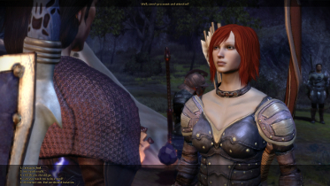 In Dragon Age: Origins , there is idle companion dialogue where  Leliana(another companion) comes up with a dress idea for Morrigan , 2  games later In Dragon Age: Inquisition when you meet