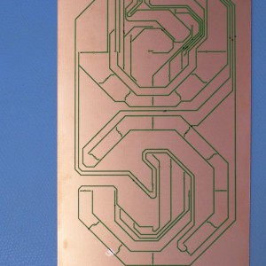 Clock Face PCB Front with Toner Image and Green TRF